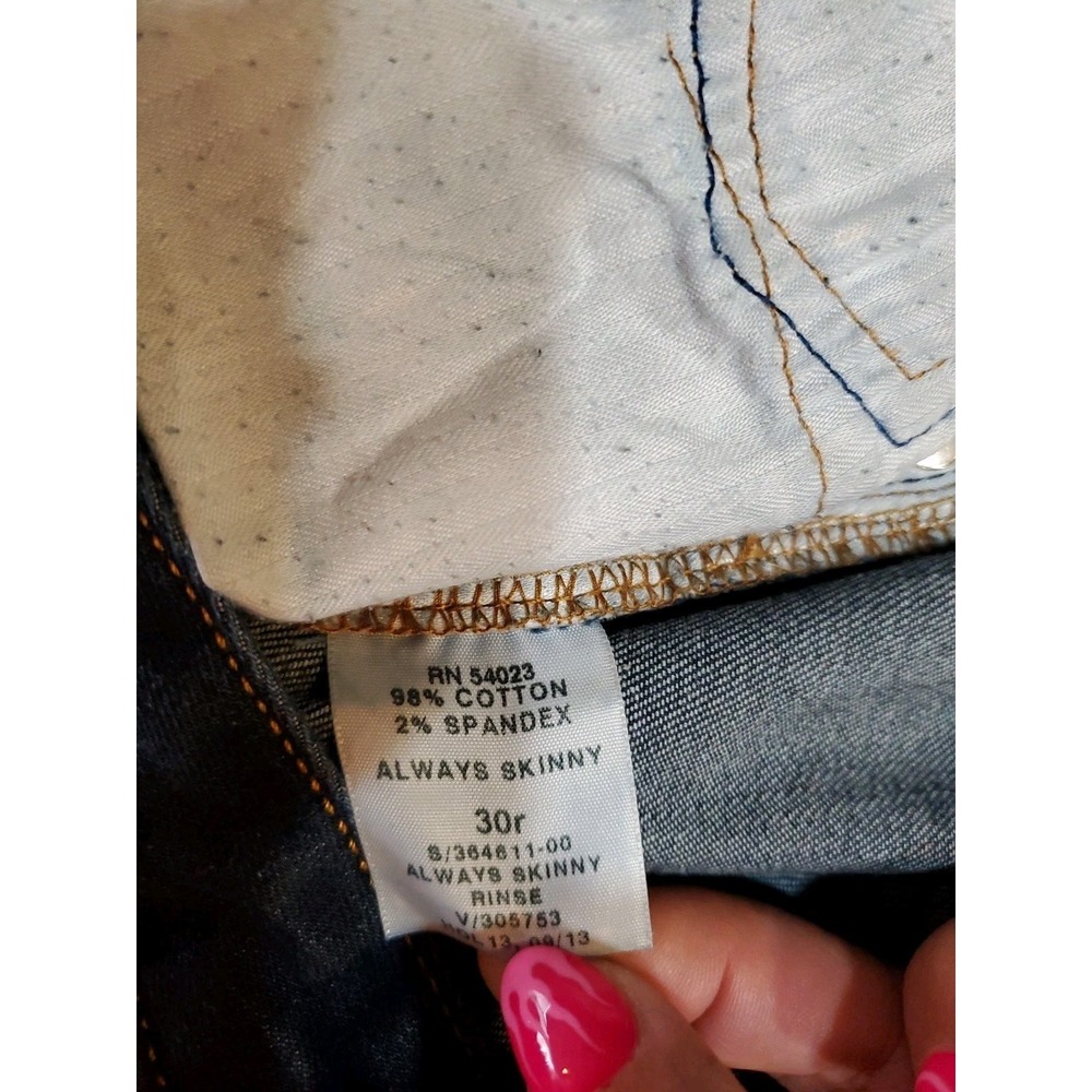Gap 1969 Always Skinny Jeans Womens 30r Dark Indigo Rinse Stretch Denim Mid Rise - Picture 5 of 6